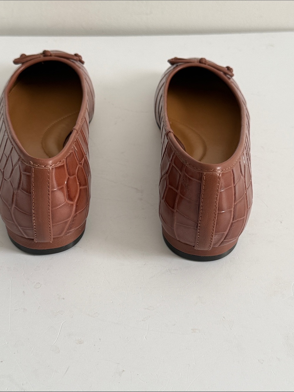 Talbots Brown Croc-Embossed Leather Ballet Flats - Picture 5 of 9